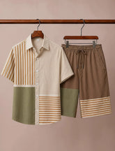 Men’s Earth Tone Striped Co-Ord Set