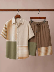 Men’s Earth Tone Striped Co-Ord Set