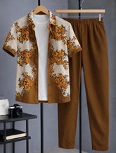 Brown Floral Co-Ord Shirt