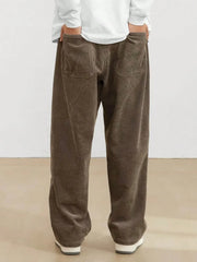Brown Korean Casual Regular Fit Corduroy Trouser