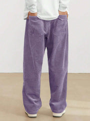 Purple Korean Casual Regular Fit Corduroy Trouser