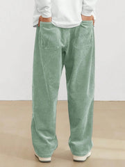 Cadet Blue Korean Casual Regular Fit Corduroy Trouser