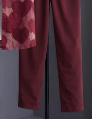 Wine Heart Print Shirt with Relaxed Fit Solid Pants – Men’s Premium Cord Set