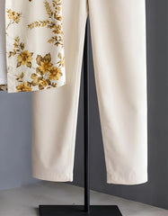 Ivory Gold Floral Print Shirt with Relaxed Fit Solid Pants – Men’s Premium Cord Set
