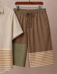 Men’s Earth Tone Striped Co-Ord Set