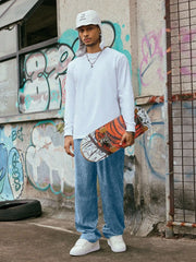 Blue Korean Casual Regular Fit Corduroy Trouser