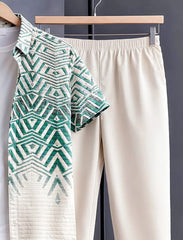 Green Geometric Co-Ord Shirt