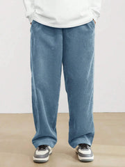 Baby Blue Korean Casual Regular Fit Corduroy Trouser