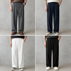 Men’s Premium Wide-Leg Drawstring Trousers | Relaxed Fit Elastic Waist Pants