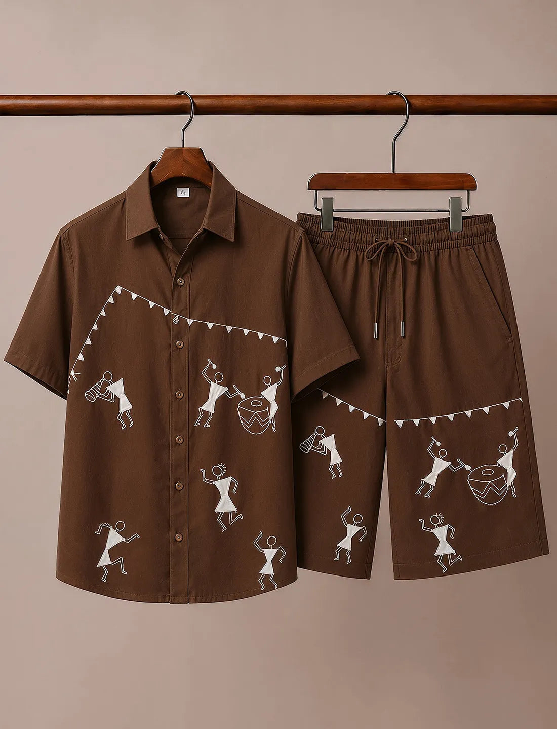 Men’s Cultural Vibes Brown Co-Ord Set