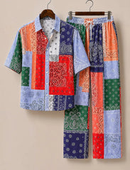 Men’s Streetwear Patchwork Co-Ord Set