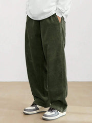 Army Green Korean Casual Regular Fit Corduroy Trouser