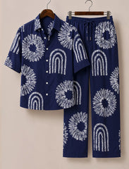 Men’s Indigo Geometry Co-Ord Set