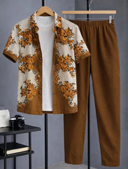 Brown Floral Co-Ord Shirt