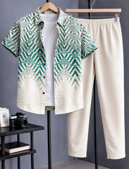 Green Geometric Co-Ord Shirt