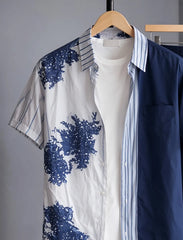 Navy Abstract Split Print Shirt
