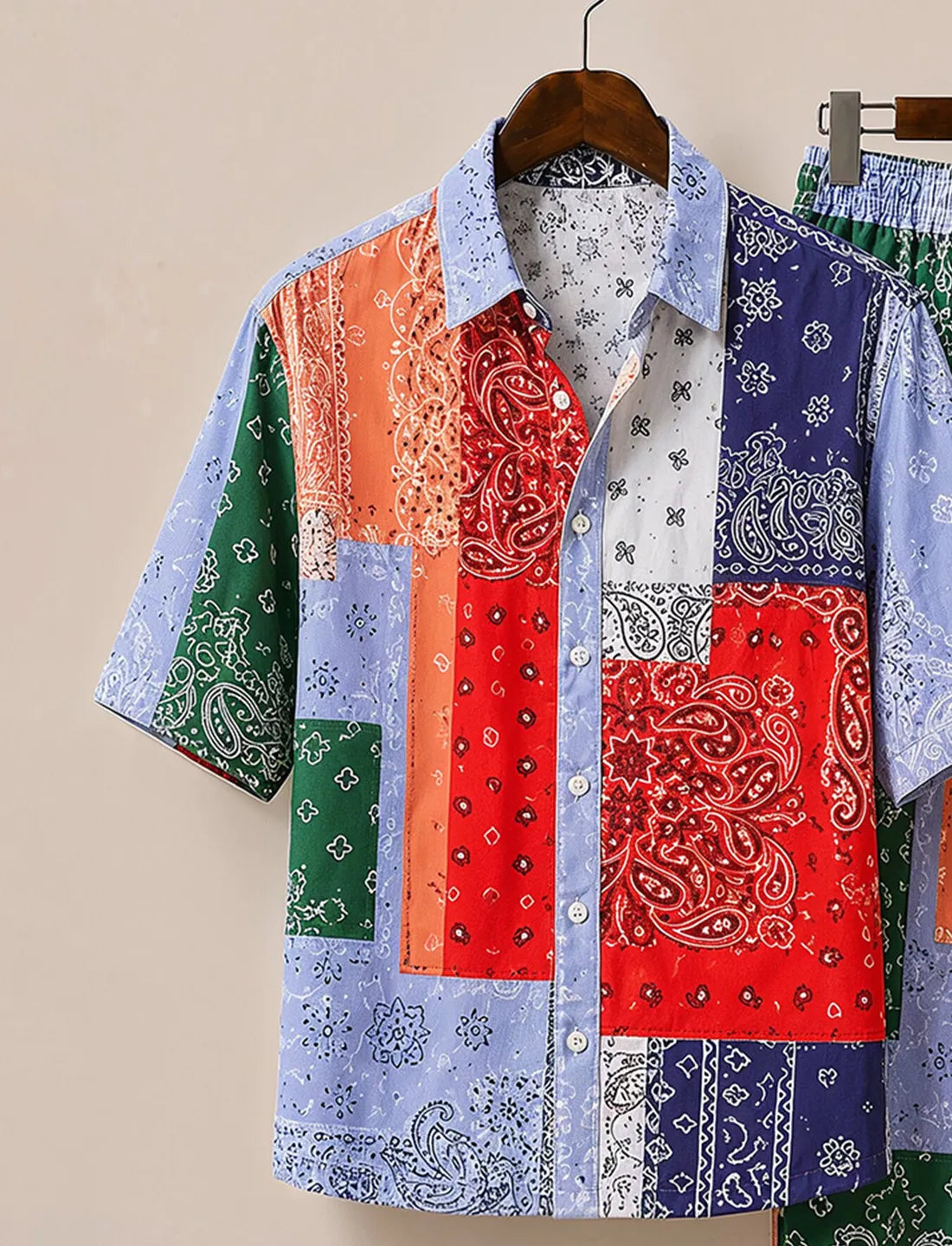 Men’s Streetwear Patchwork Co-Ord Set