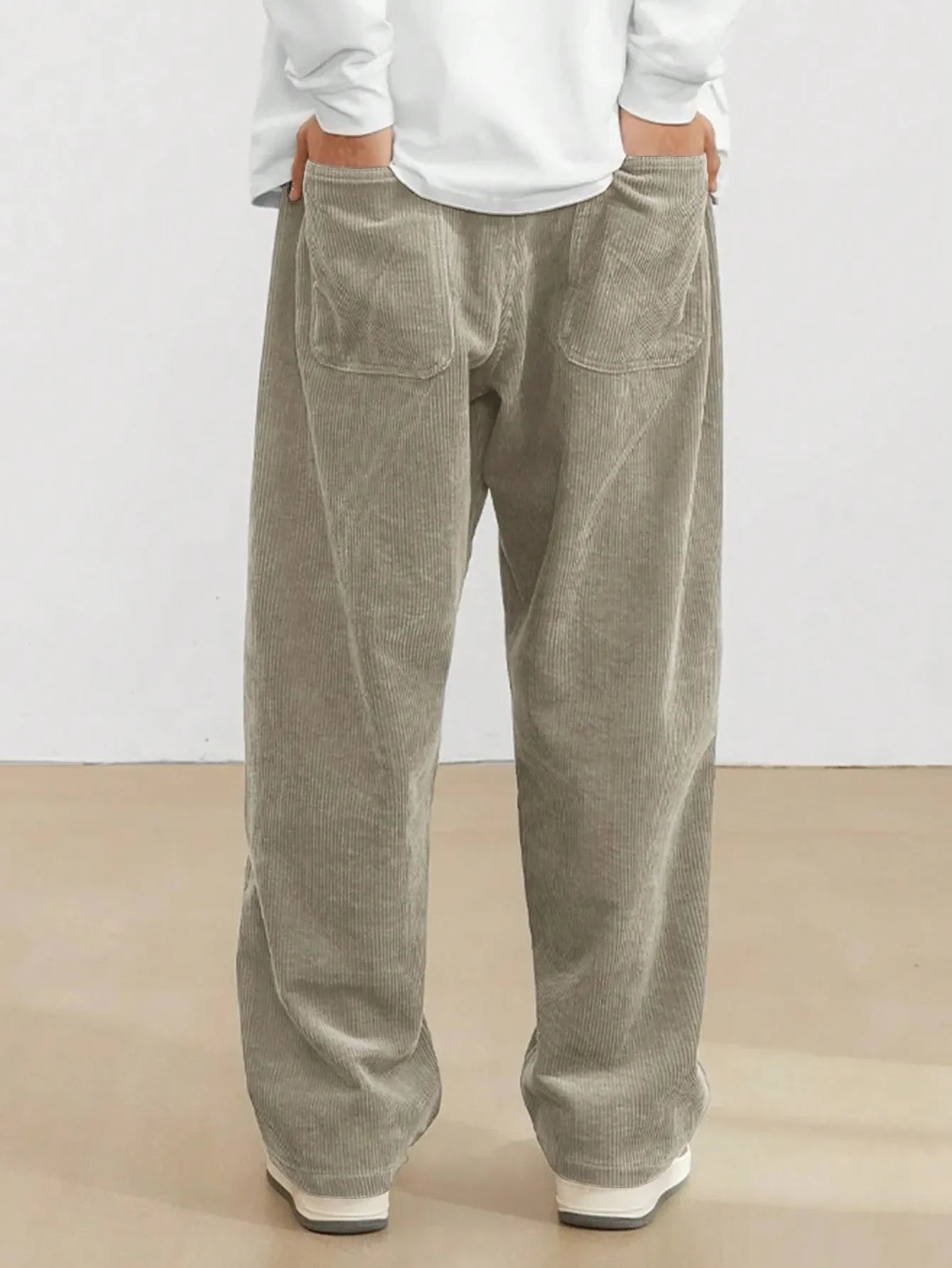 Camel Korean Casual Regular Fit Corduroy Trouser