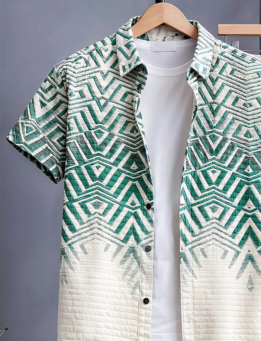 Green Geometric Co-Ord Shirt