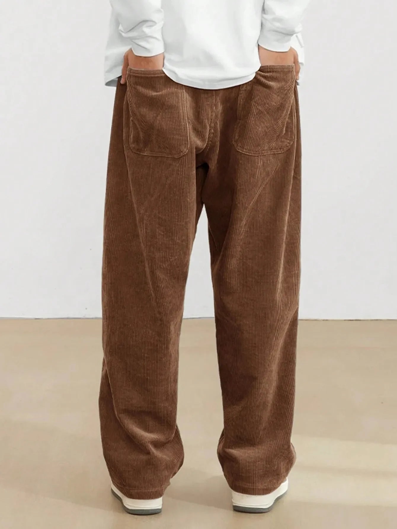 Rust Brown Korean Casual Regular Fit Corduroy Trouser
