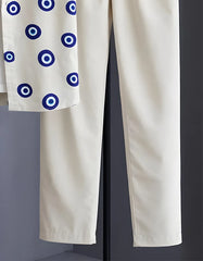 Cream Evil Eye Print Shirt with Relaxed Fit Solid Pants – Men’s Premium Cord Set