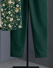 Emerald Green Floral Print Shirt with Relaxed Fit Solid Pants – Men’s Premium Cord Set