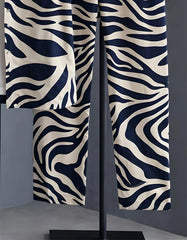 Ivory & Navy Zebra Wave Print Shirt with Relaxed Fit Matching Pants