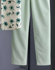Mint Floral Print Shirt with Relaxed Fit Solid Pants – Men’s Premium Cord Set