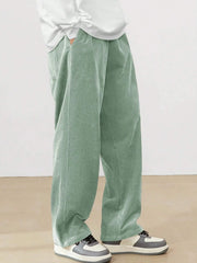 Cadet Blue Korean Casual Regular Fit Corduroy Trouser