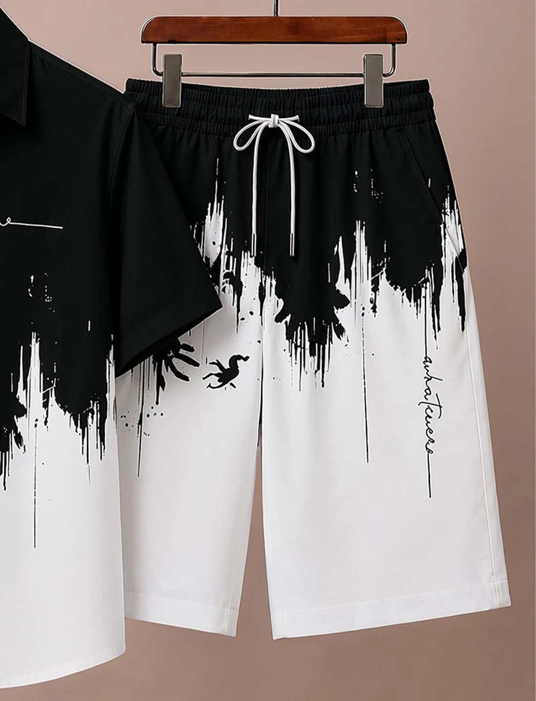 Men’s Black & White Streetwear Co-Ord Set