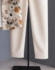 Beige Daisy Floral Print Shirt with Relaxed Fit Solid Pants – Men’s Premium Cord Set