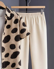 Beige Abstract Spot Print Shirt with Relaxed Fit Solid Pants – Men’s Premium Cord Set