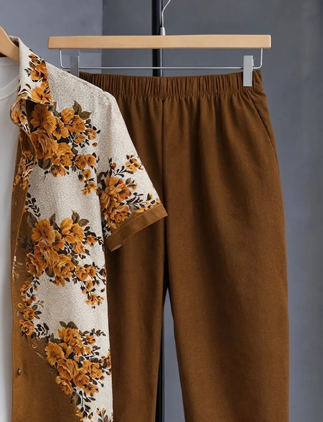 Brown Floral Co-Ord Shirt