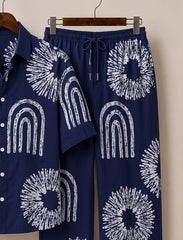 Men’s Indigo Geometry Co-Ord Set