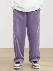Purple Korean Casual Regular Fit Corduroy Trouser