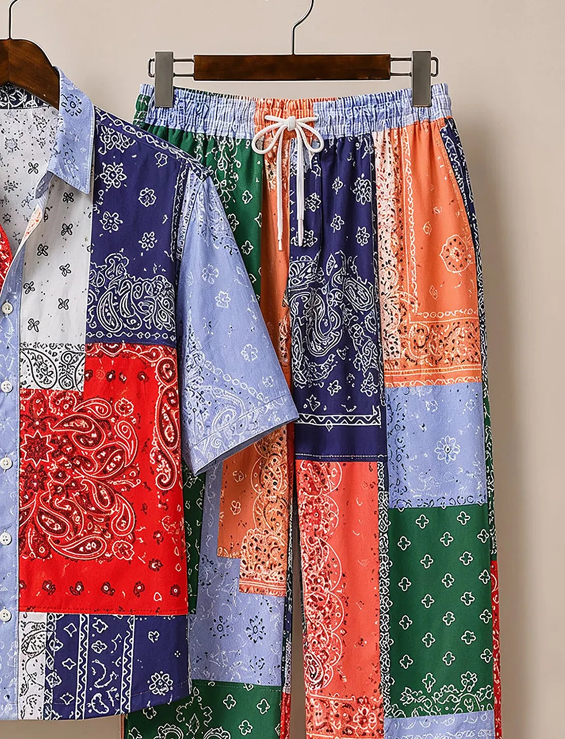 Men’s Streetwear Patchwork Co-Ord Set