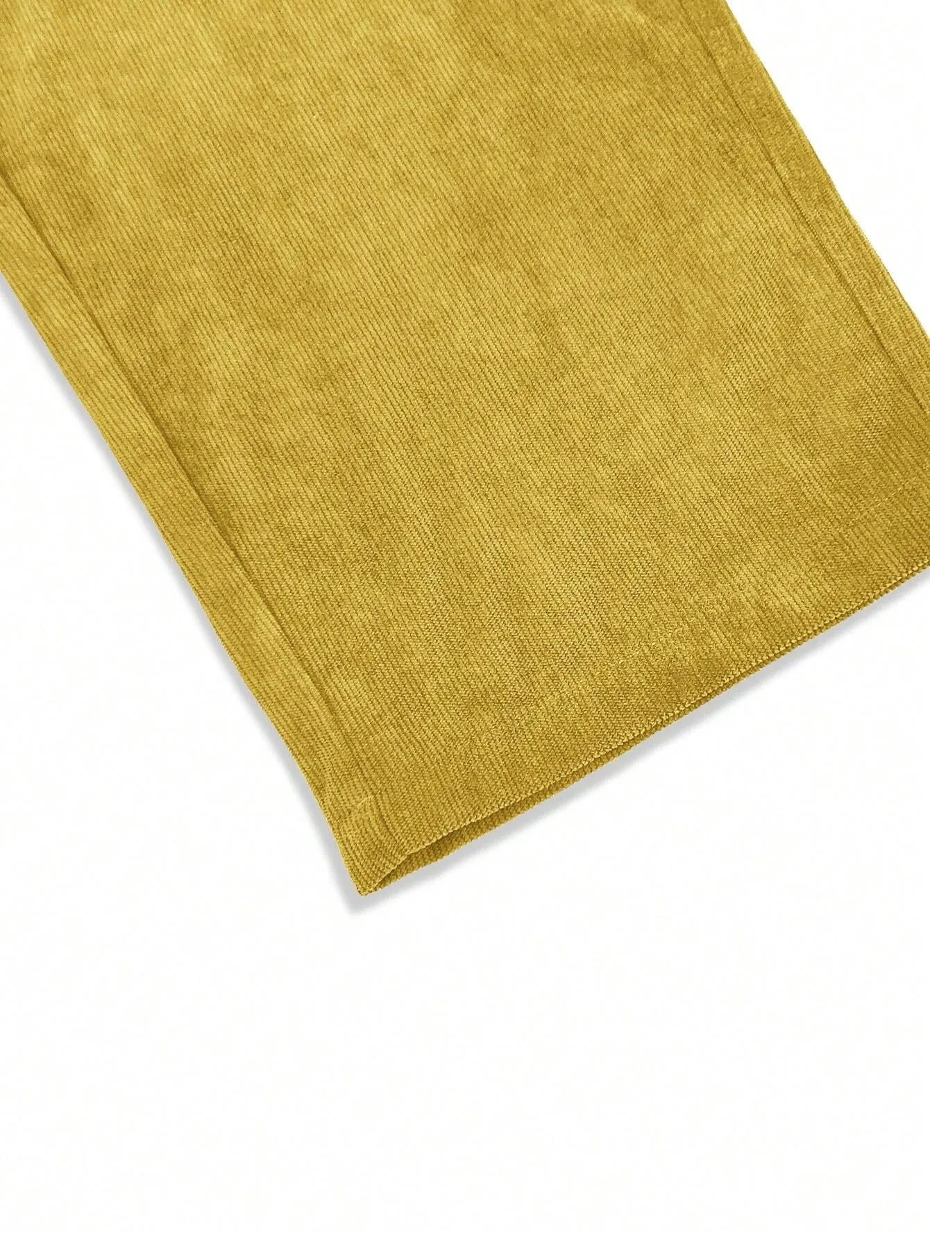 Yellow Korean Casual Regular Fit Corduroy Trouser