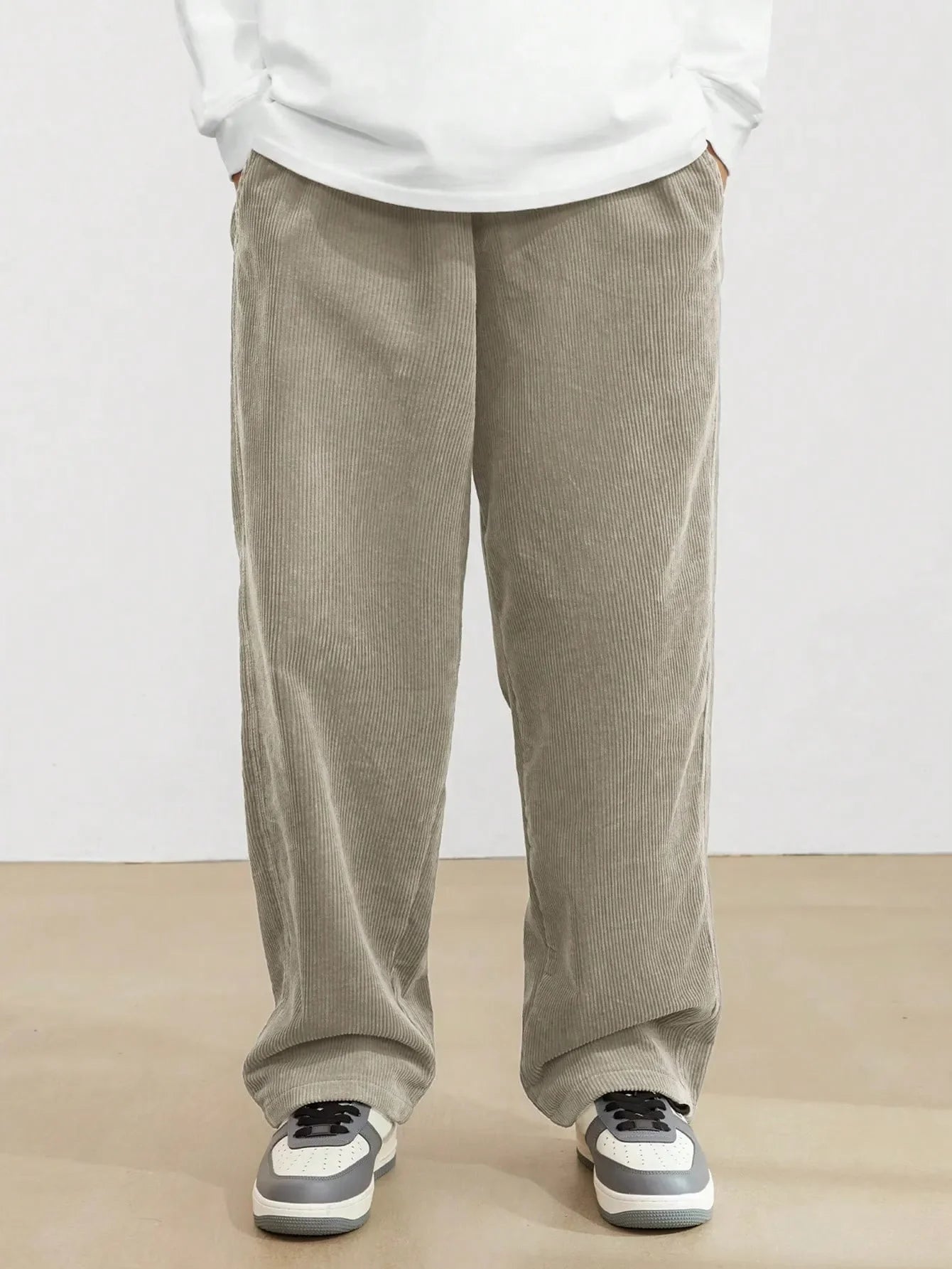 Camel Korean Casual Regular Fit Corduroy Trouser