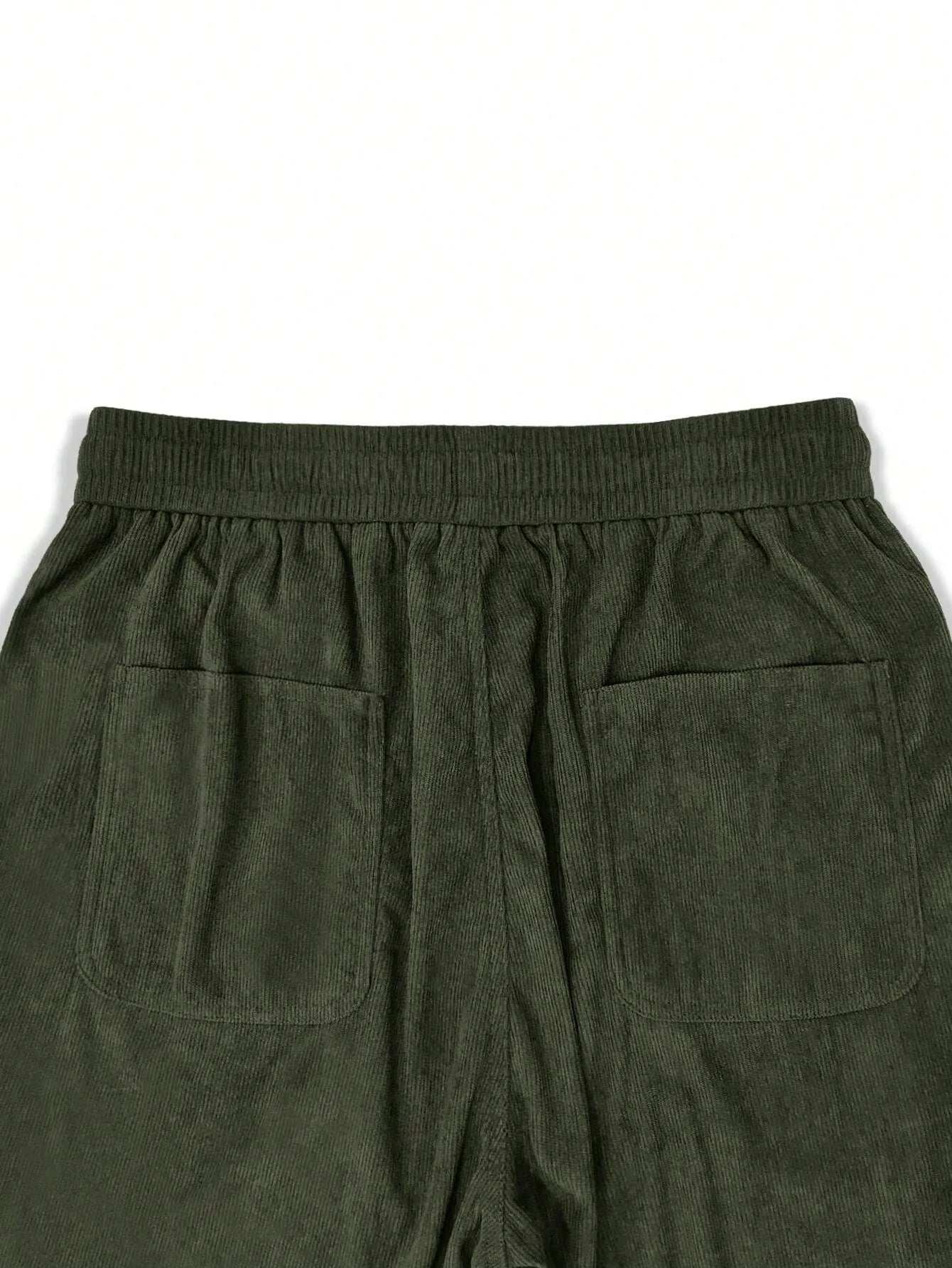 Army Green Korean Casual Regular Fit Corduroy Trouser