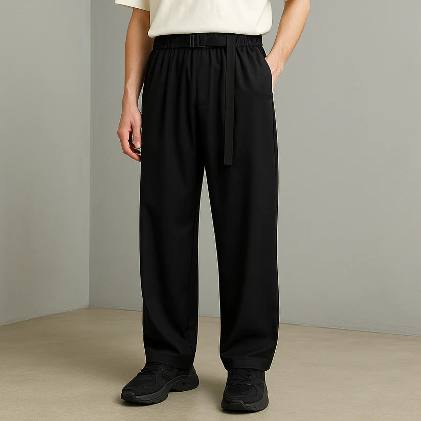 Men’s Premium Wide-Leg Drawstring Trousers | Relaxed Fit Elastic Waist Pants