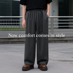 Men’s Premium Wide-Leg Drawstring Trousers | Relaxed Fit Elastic Waist Pants