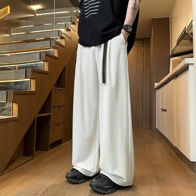 Men’s Premium Wide-Leg Drawstring Trousers | Relaxed Fit Elastic Waist Pants